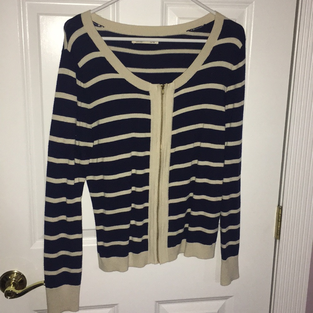 Old navy zippered cardigan blue and tan